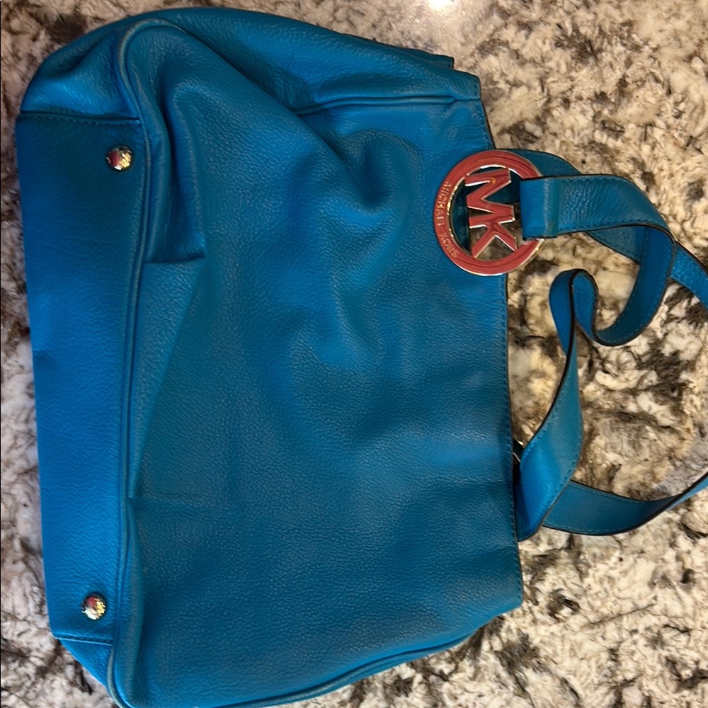 Michael Kors Blue Shoulder Bag with Stylish Charm